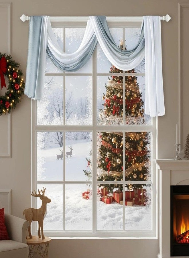 NAPEARL Ombre Window Scarf Valance, Romantic Gradient Voile Scarf Valance for Ceremony Backdrop, Wedding Arch, Kids Bedroom, Decorative Swag Curtain 144 Inches, Gray - Image 1